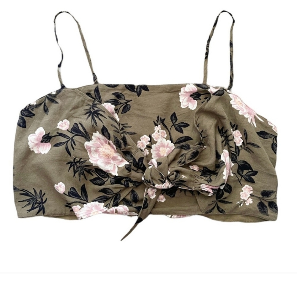 American Eagle Floral Tie Front Crop Tank Top XL NWT
